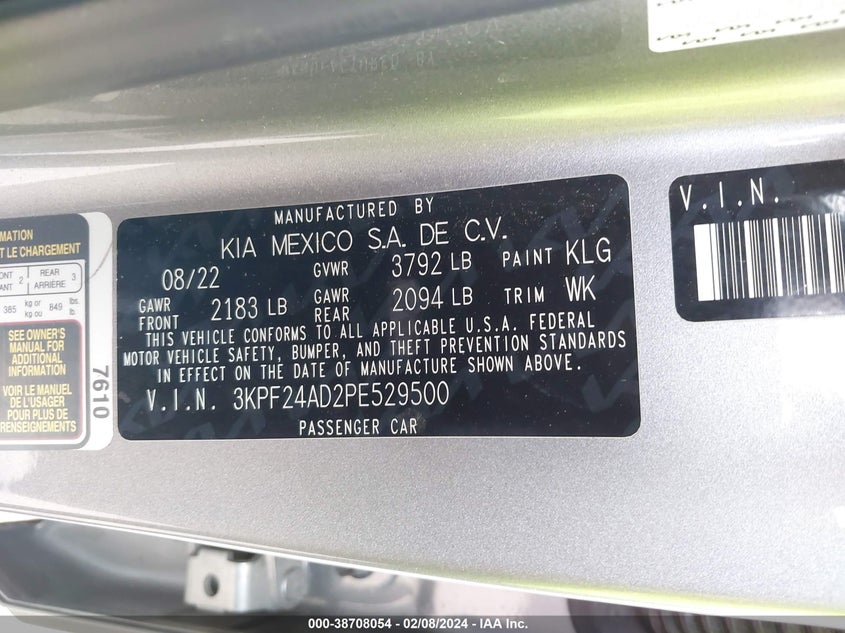 2023 KIA FORTE LX/LXS - 3KPF24AD2PE529500