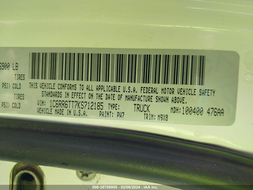 2019 RAM 1500 CLASSIC SLT - 1C6RR6TT7KS712185
