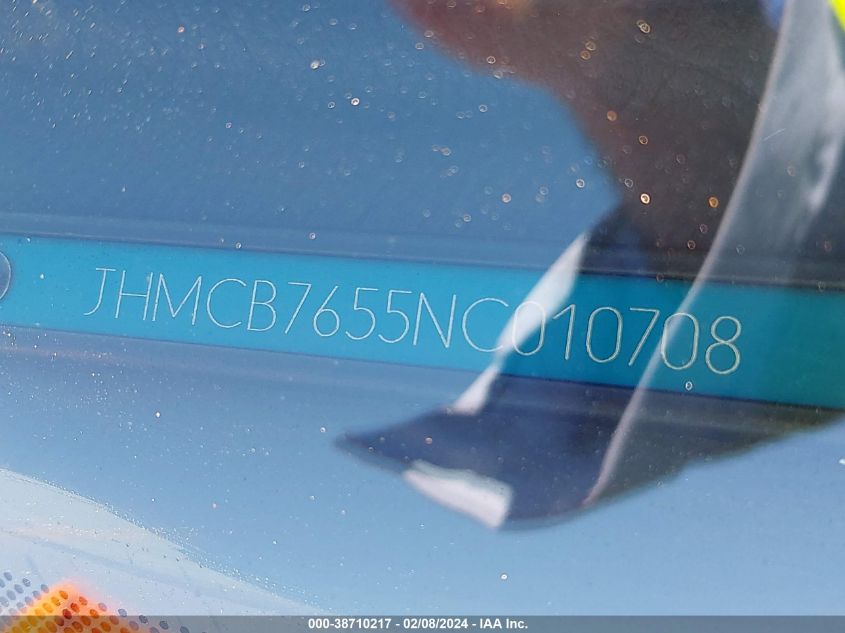 1992 Honda Accord Lx/Ex VIN: JHMCB7655NC010708 Lot: 38710217