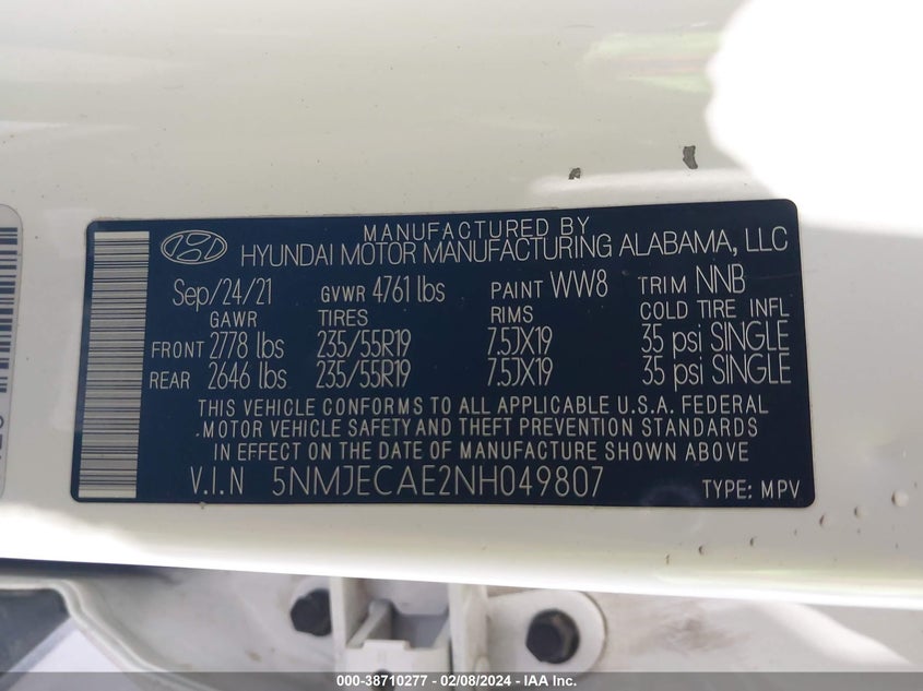 2022 HYUNDAI TUCSON LIMITED - 5NMJECAE2NH049807