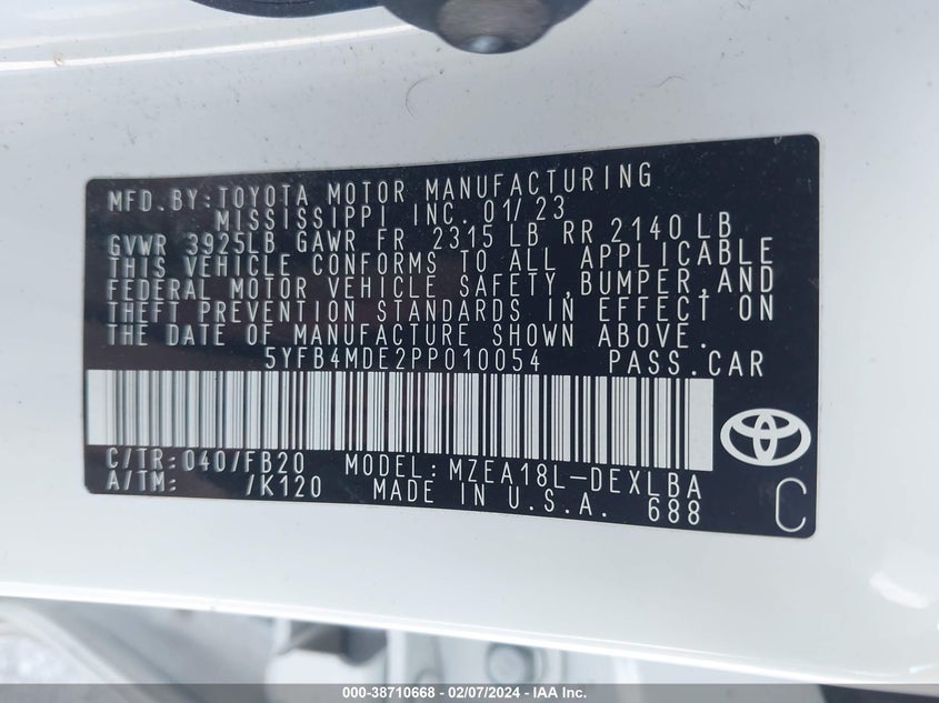 2023 TOYOTA COROLLA LE - 5YFB4MDE2PP010054