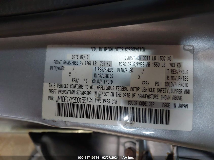 2013 MAZDA MAZDA2 - JM1DE1KY3D0155174