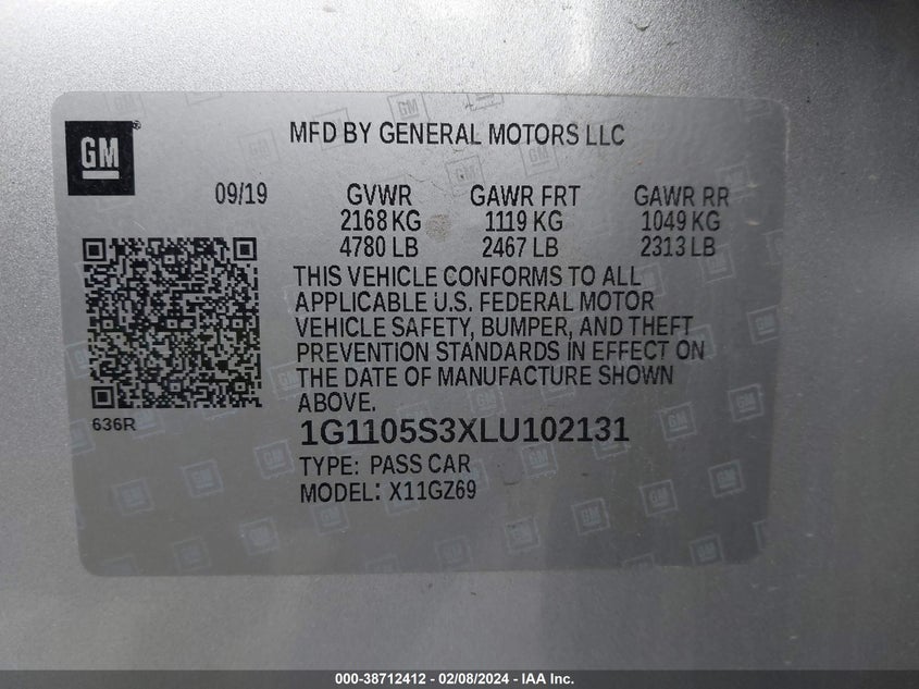 2020 CHEVROLET IMPALA PREMIER - 1G1105S3XLU102131