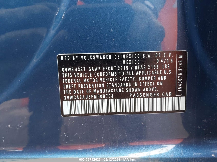 2015 VOLKSWAGEN GOLF SPORTWAGEN TDI SE 4-DOOR - 3VWCA7AU5FM508794