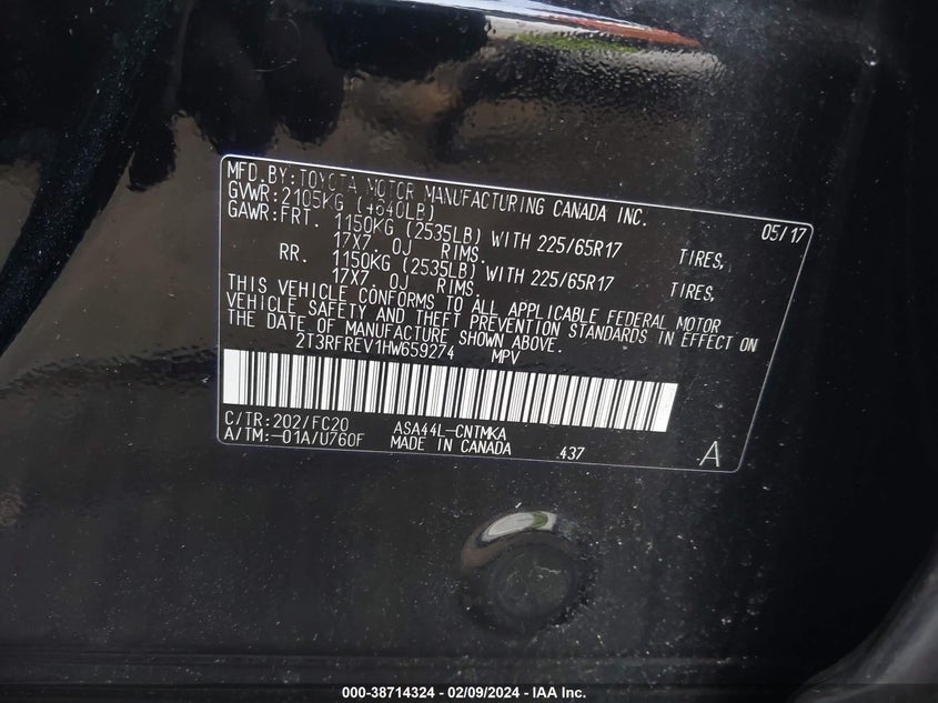 2017 TOYOTA RAV4 XLE - 2T3RFREV1HW659274