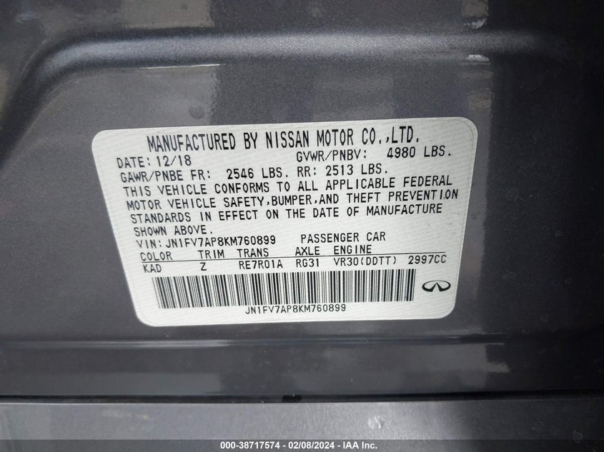 2019 INFINITI Q50 RED SPORT 400 - JN1FV7AP8KM760899