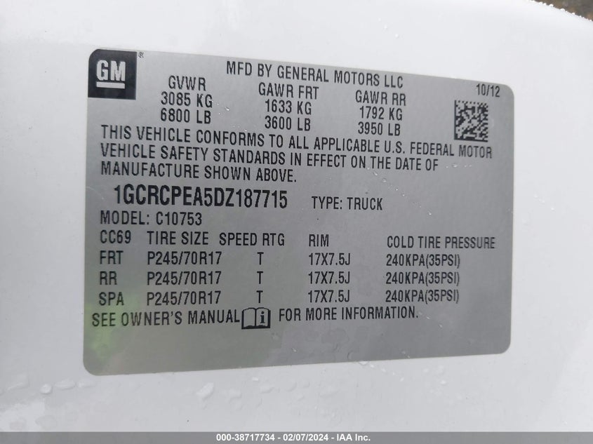 2013 CHEVROLET SILVERADO 1500 WORK TRUCK - 1GCRCPEA5DZ187715