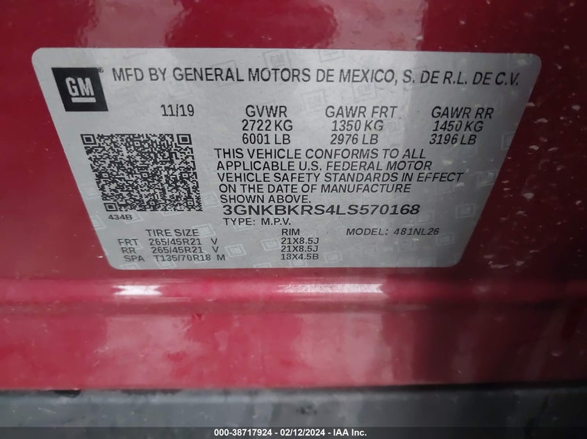 2020 CHEVROLET BLAZER AWD RS - 3GNKBKRS4LS570168