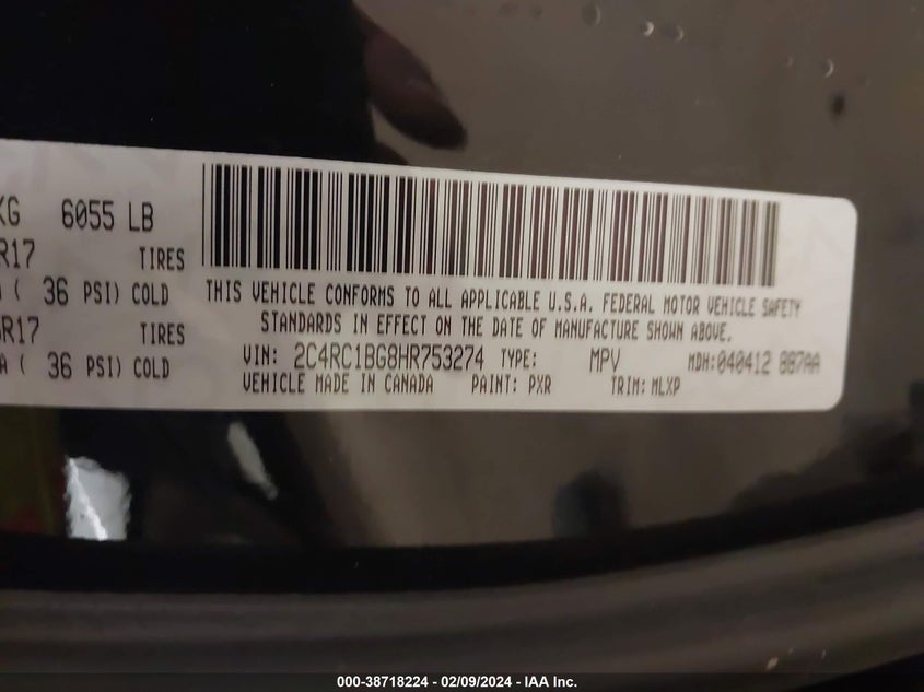 2017 CHRYSLER PACIFICA TOURING L - 2C4RC1BG8HR753274