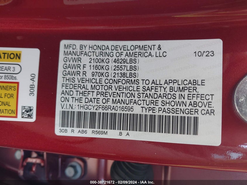 VIN 1HGCY2F66RA016595 2024 HONDA ACCORD HYBRID EXL