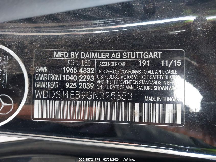 WDDSJ4EB9GN325353 2016 Mercedes-Benz Cla 250 250