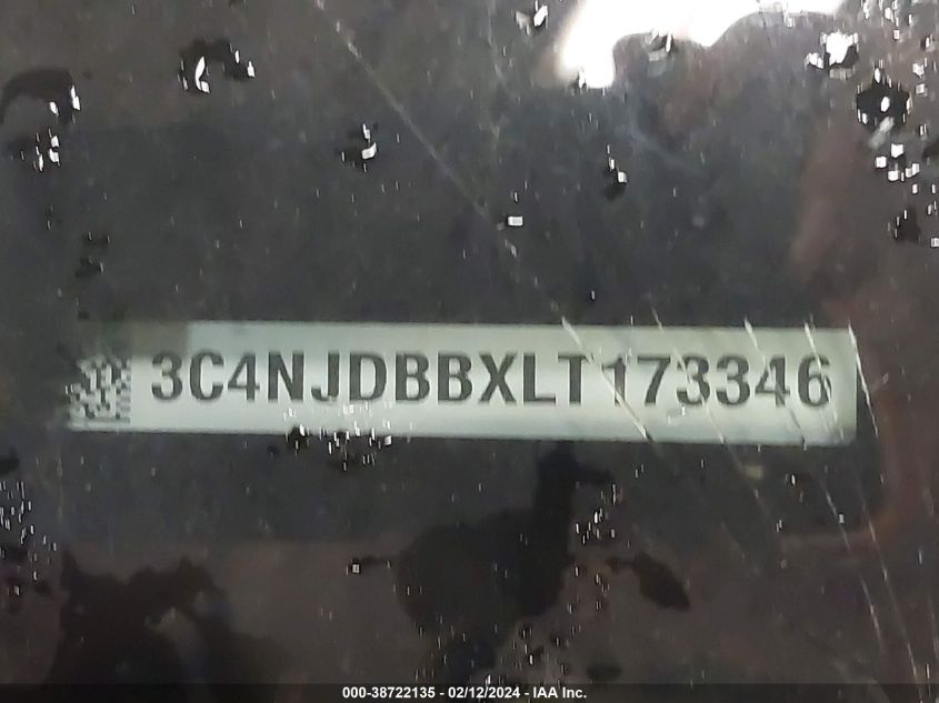 2020 Jeep Compass Altitude 4X4 VIN: 3C4NJDBBXLT173346 Lot: 38722135