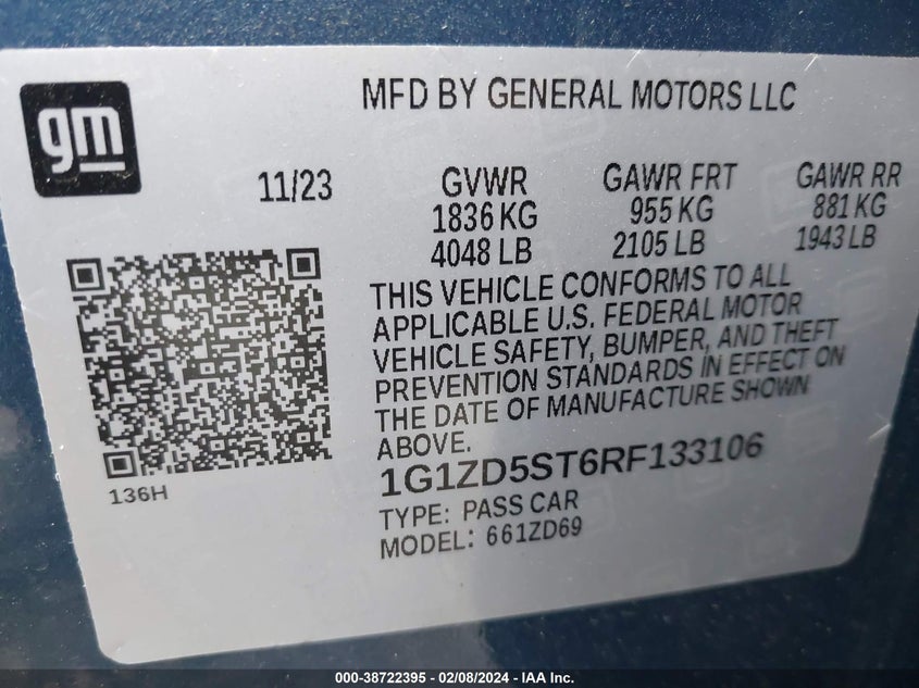 2024 CHEVROLET MALIBU FWD 1LT - 1G1ZD5ST6RF133106