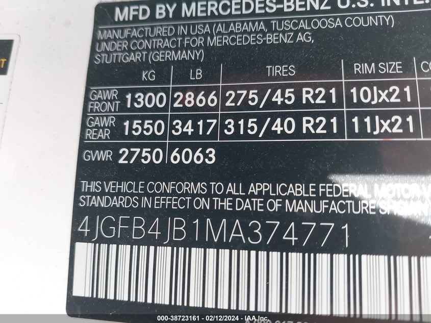 2021 MERCEDES-BENZ GLE 350 - 4JGFB4JB1MA374771