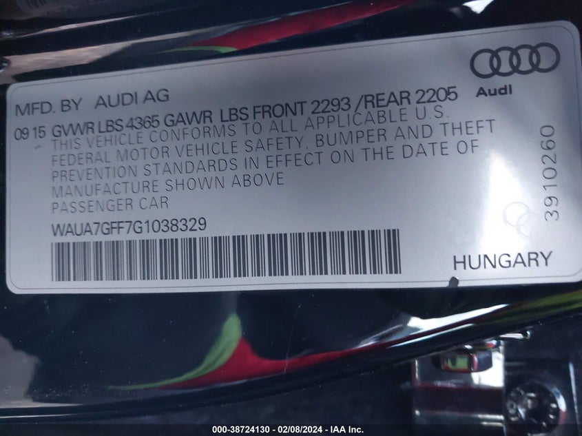 2016 AUDI A3 1.8T PREMIUM - WAUA7GFF7G1038329