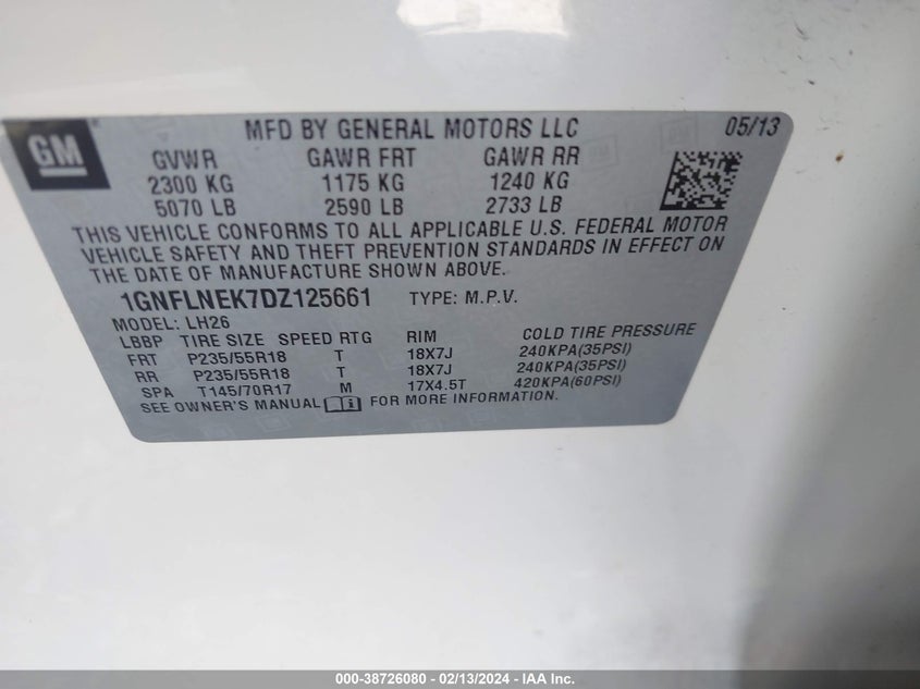 2013 CHEVROLET EQUINOX LT - 1GNFLNEK7DZ125661