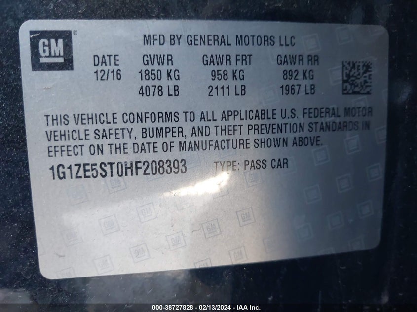 2017 CHEVROLET MALIBU LT - 1G1ZE5ST0HF208393