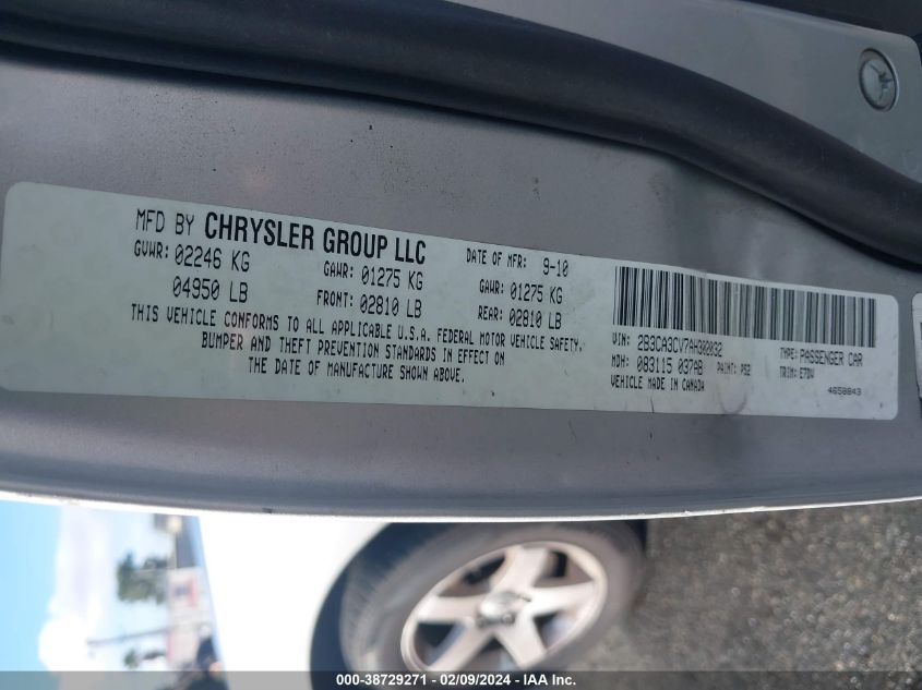 2B3CA3CV7AH302032 2010 Dodge Charger Sxt