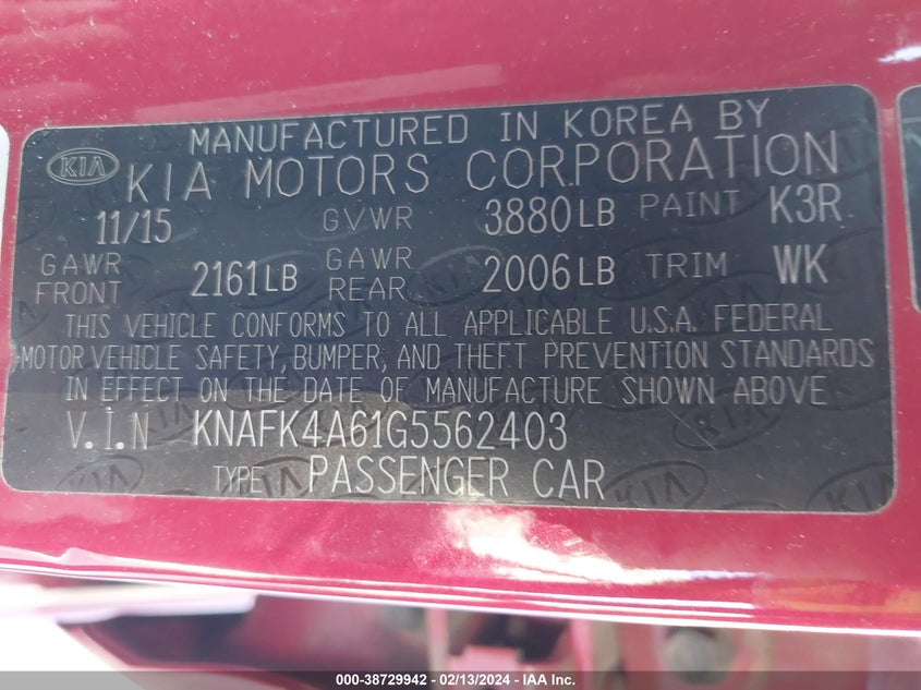2016 KIA FORTE LX - KNAFK4A61G5562403