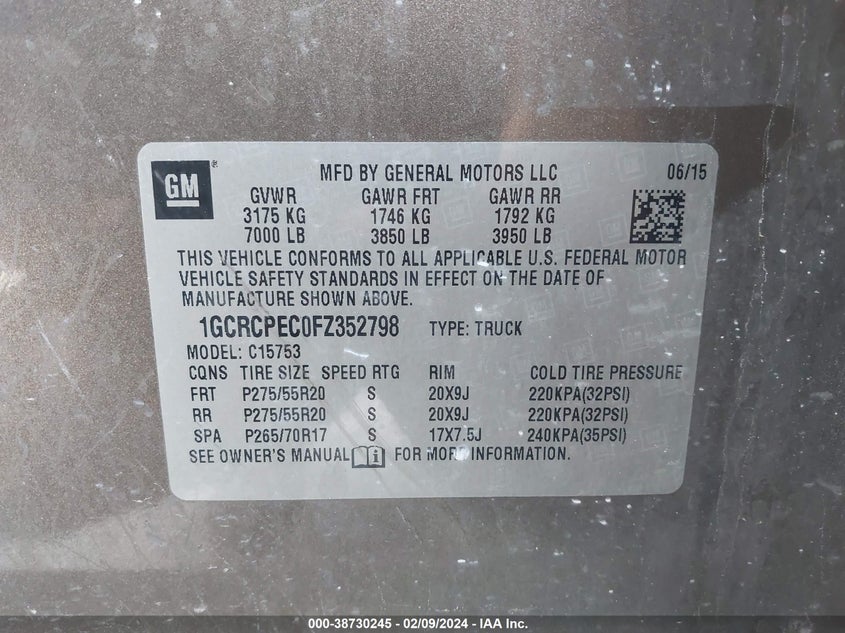 1GCRCPEC0FZ352798 2015 Chevrolet Silverado 1500 Ls