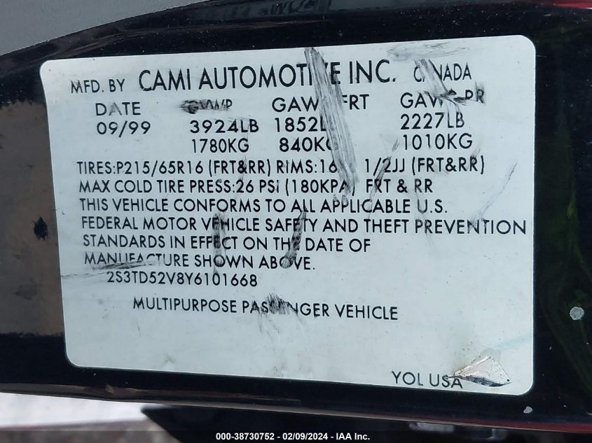 2S3TD52V8Y6101668 2000 Suzuki Vitara Jx/Jlx