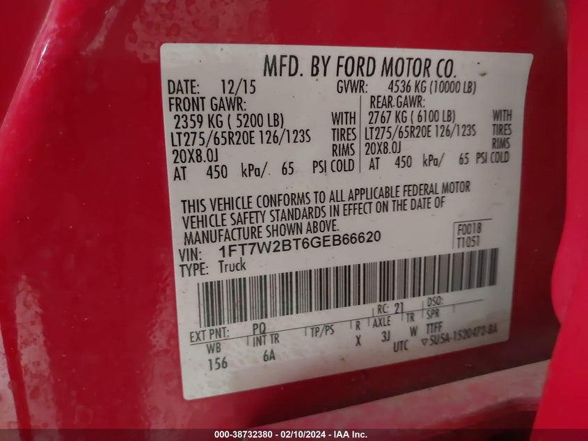 2016 FORD F-250 LARIAT - 1FT7W2BT6GEB66620