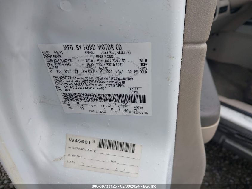 1FMCU9D78BKB66461 2011 Ford Escape Xlt