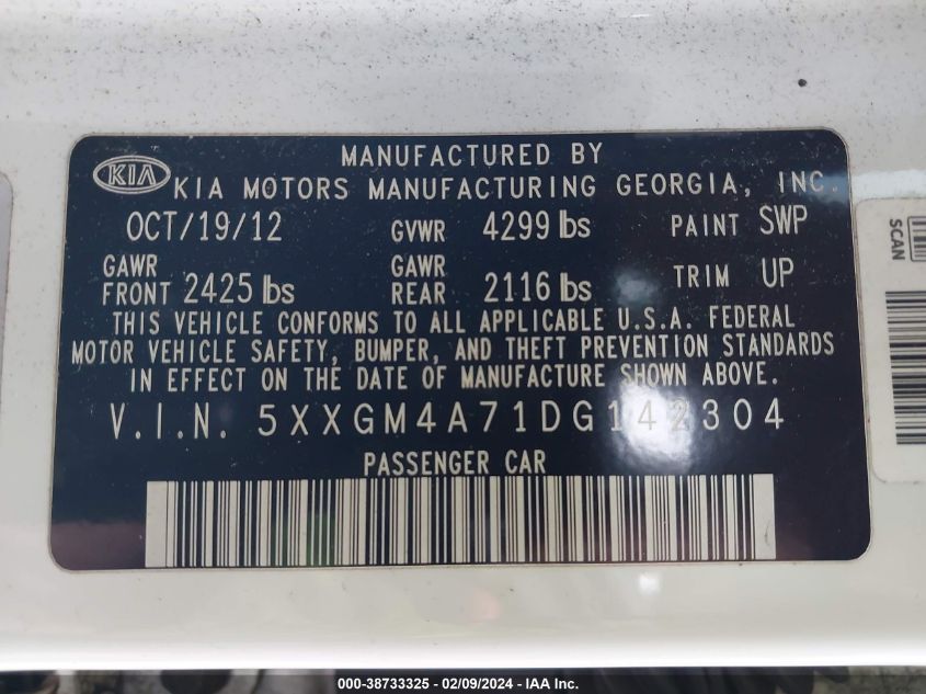 2013 KIA OPTIMA LX - 5XXGM4A71DG142304