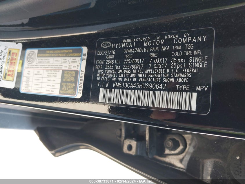 2017 HYUNDAI TUCSON SE - KM8J3CA45HU390642