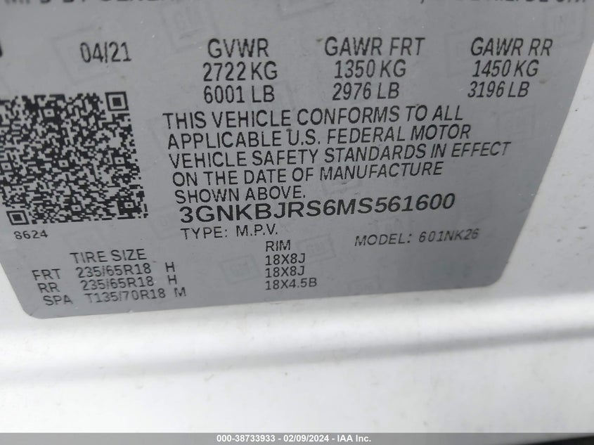 2021 CHEVROLET BLAZER AWD 3LT - 3GNKBJRS6MS561600