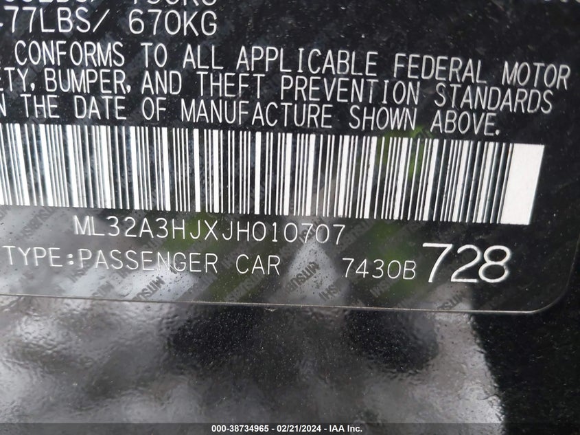 2018 MITSUBISHI MIRAGE ES - ML32A3HJXJH010707