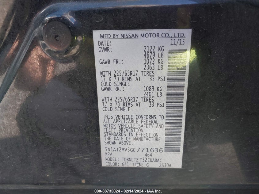 2016 NISSAN ROGUE SV - 5N1AT2MV5GC771636