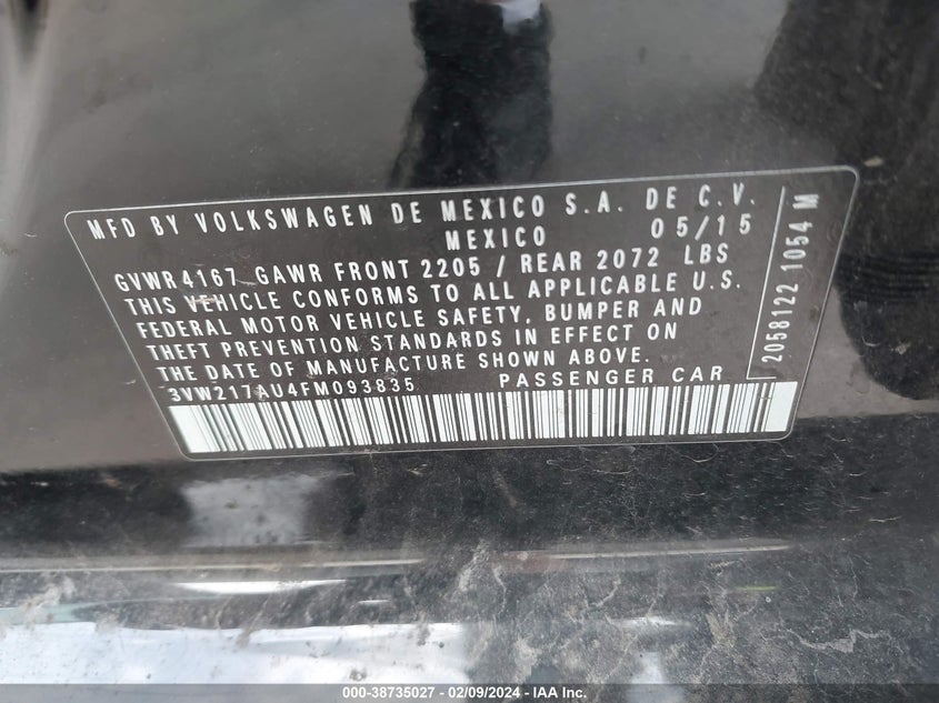 2015 VOLKSWAGEN GOLF TSI SE 4-DOOR - 3VW217AU4FM093835