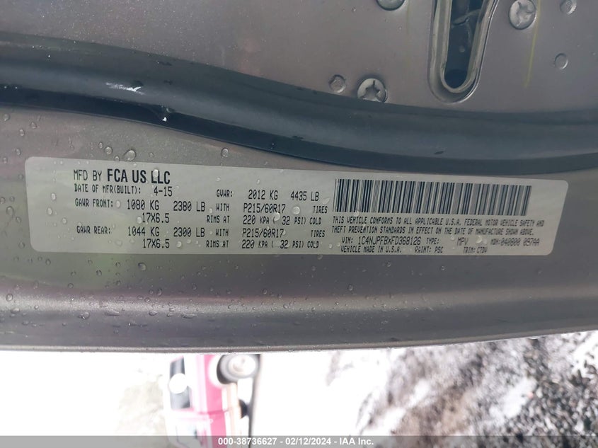 2015 JEEP PATRIOT LATITUDE - 1C4NJPFBXFD368126