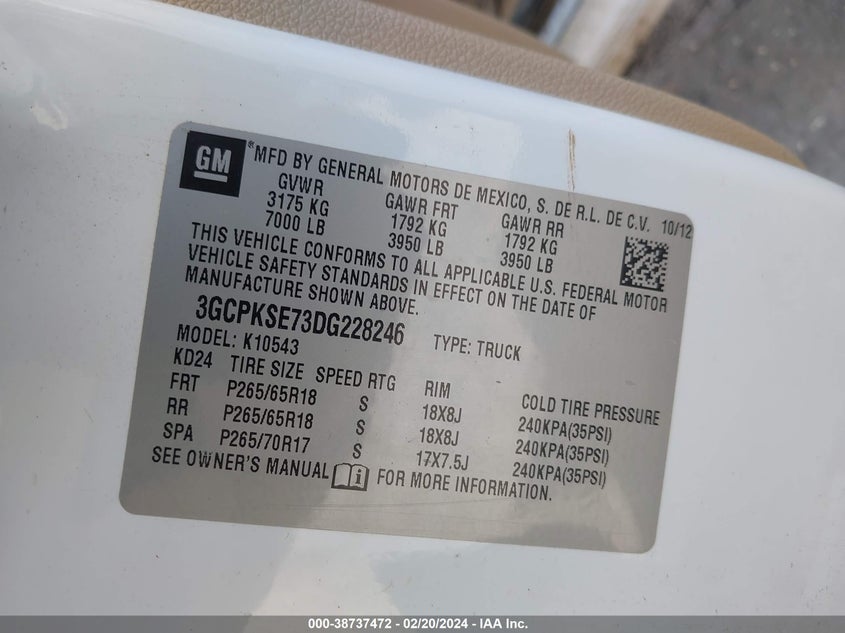 2013 CHEVROLET SILVERADO 1500 LT - 3GCPKSE73DG228246