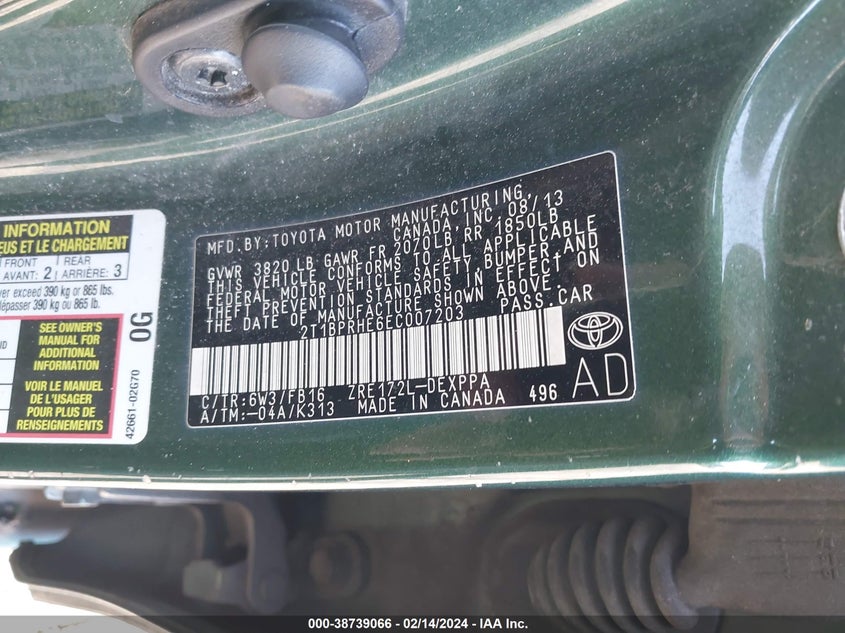 2014 TOYOTA COROLLA LE ECO PLUS - 2T1BPRHE6EC007203