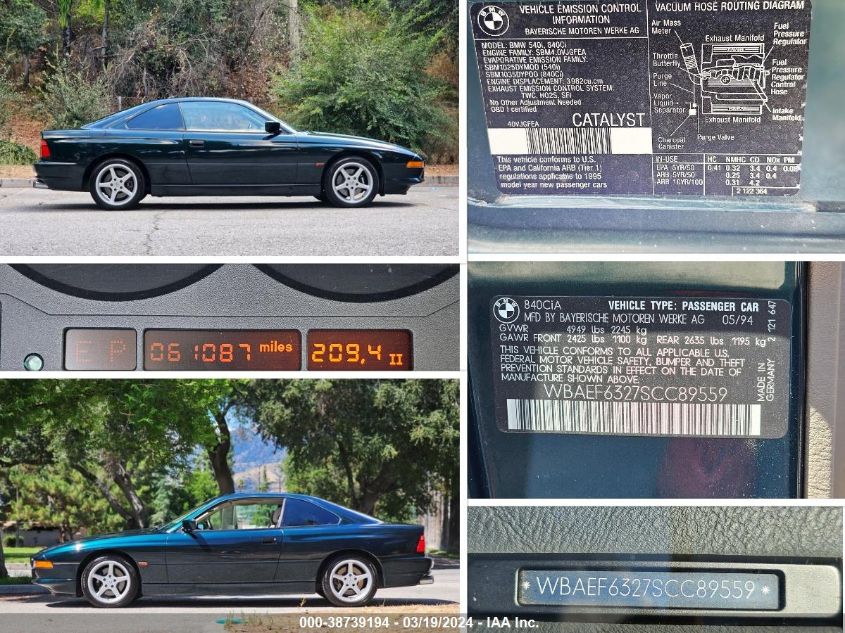 WBAEF6327SCC89559 1995 BMW 840 Ci Automatic