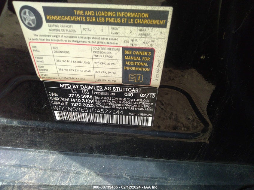 2013 MERCEDES-BENZ S 550 4MATIC WDDNG9EB1DA527244