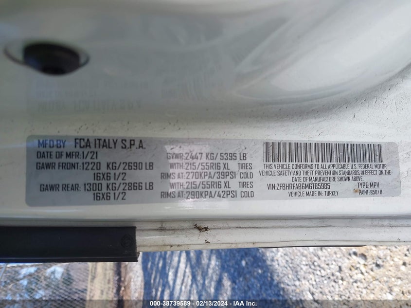 2021 RAM PROMASTER CITY TRADESMAN - ZFBHRFAB6M6T85985