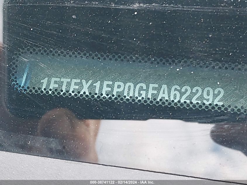 2016 Ford F-150 Xlt VIN: 1FTEX1EP0GFA62292 Lot: 38741122