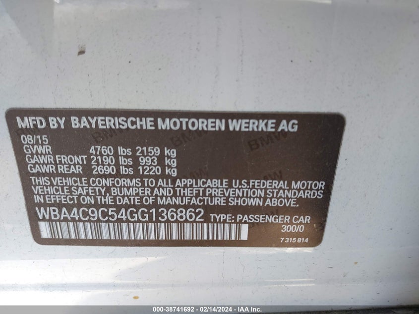 2016 BMW 428I GRAN COUPE XDRIVE - WBA4C9C54GG136862