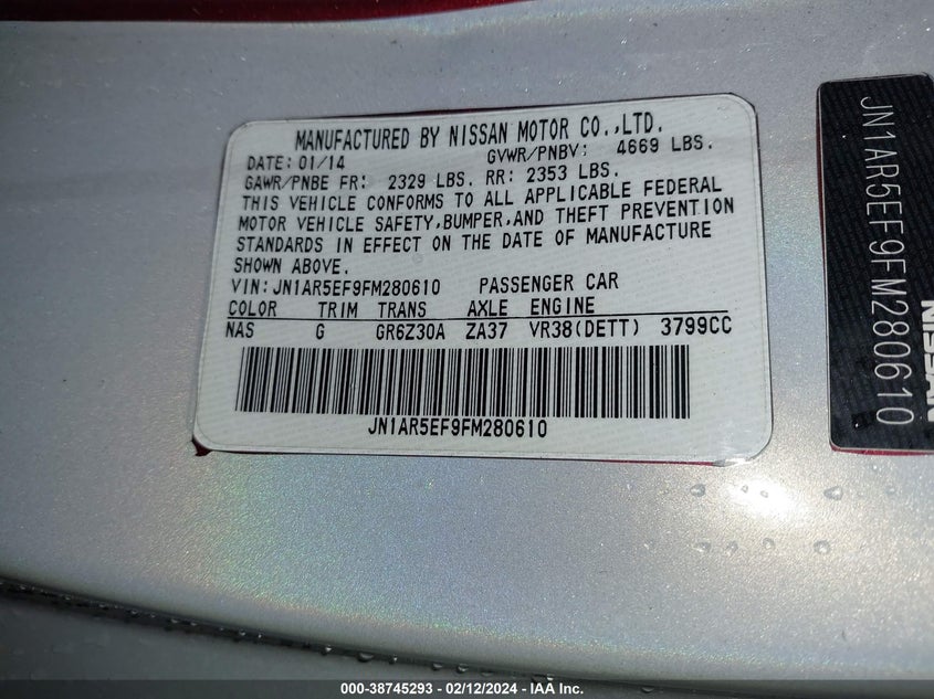 2015 NISSAN GT-R - JN1AR5EF9FM280610