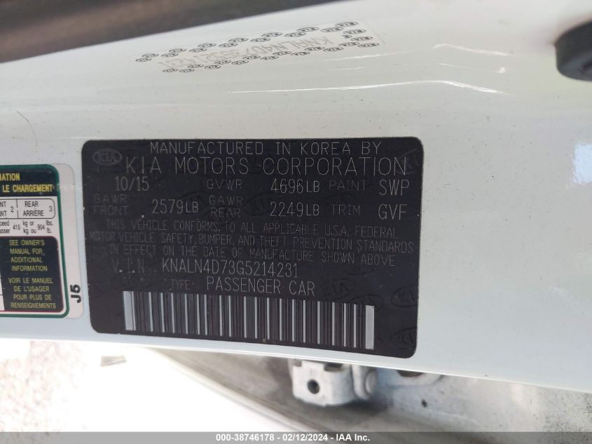 2016 KIA CADENZA PREMIUM KNALN4D73G5214231