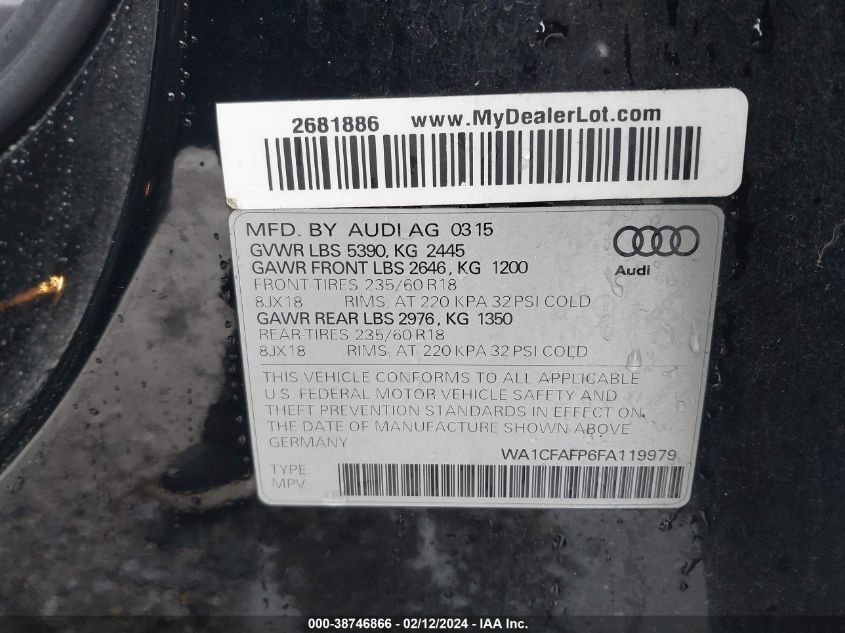 WA1CFAFP6FA119979 2015 AUDI Q5, photo no. 9