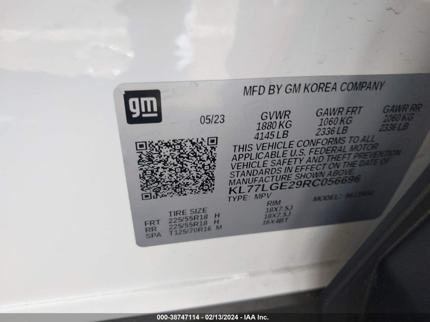 VIN KL77LGE29RC056696 2024 CHEVROLET TRAX FWD 1RS