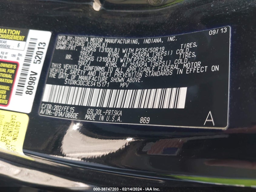 2014 TOYOTA SIENNA SPORT - 5TDXK3DC3ES415171