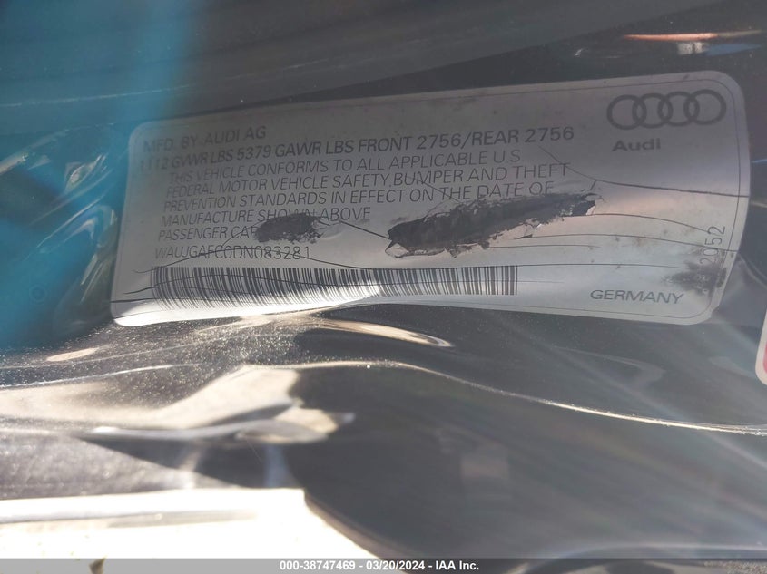 2013 AUDI A6 3.0T PREMIUM - WAUJGAFC0DN083281