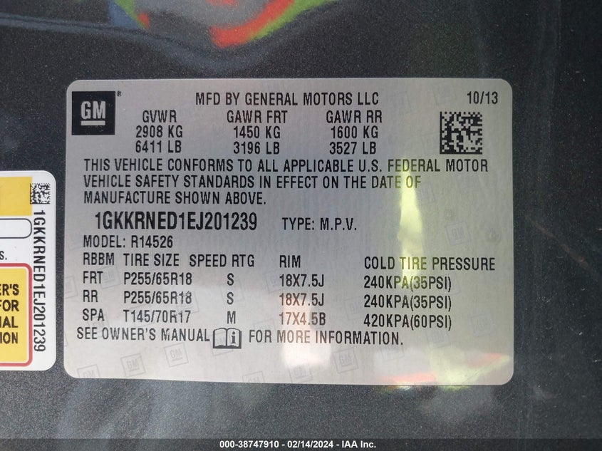 2014 GMC ACADIA SLE - 1GKKRNED1EJ201239