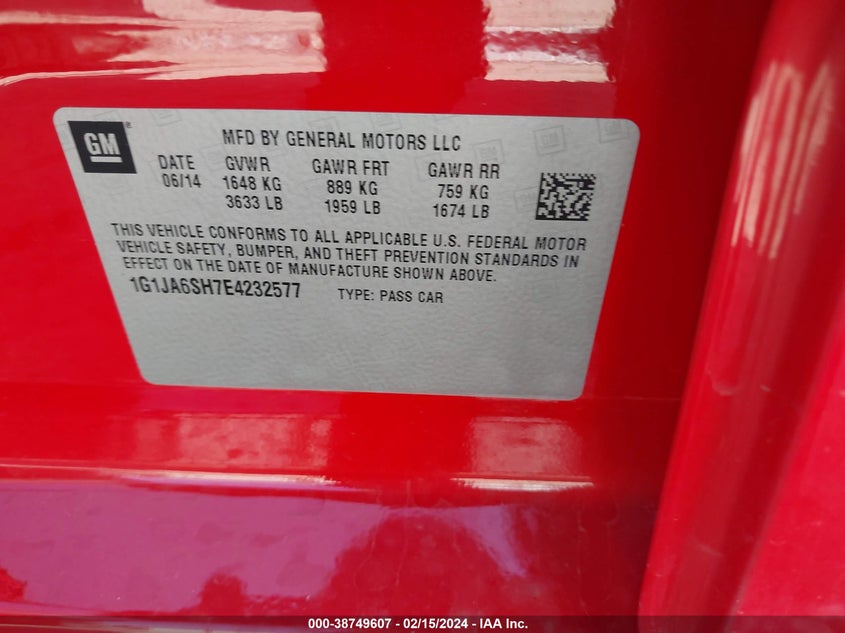 2014 CHEVROLET SONIC LS - 1G1JA6SH7E4232577