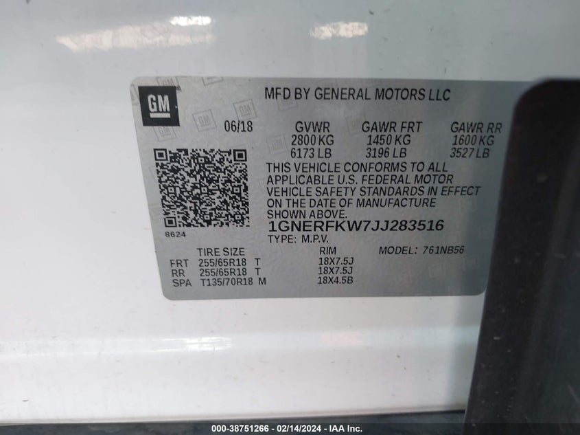 2018 CHEVROLET TRAVERSE LS - 1GNERFKW7JJ283516